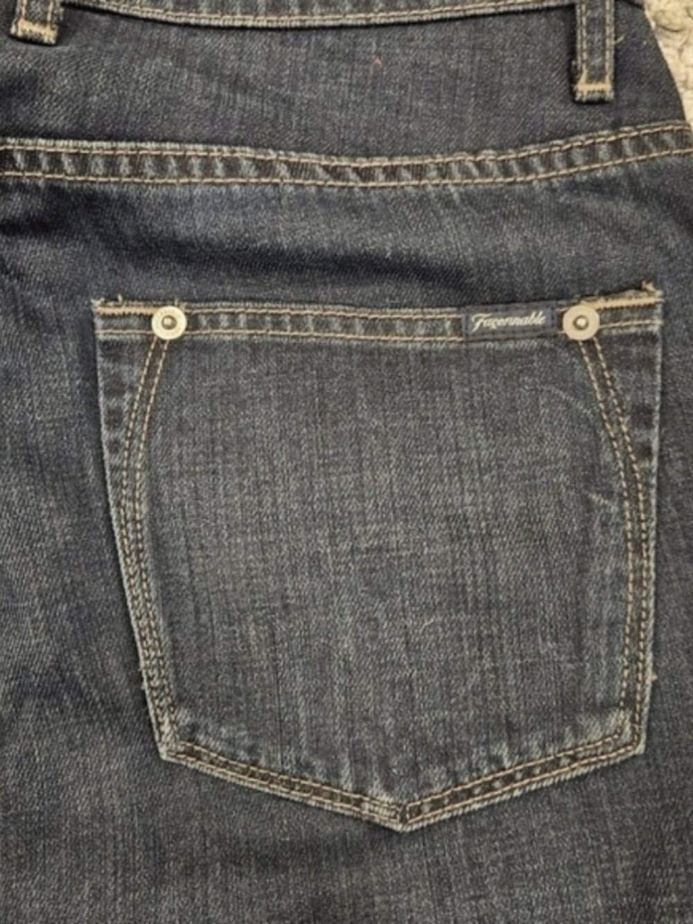 Faconnable SZ 2 Vintage Black Wash 100% Cotton White Stitch Straight Leg Jeans - Picture 4 of 13